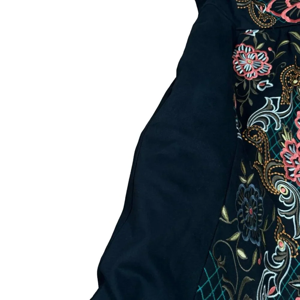 Moulinette Soeurs Anthropologie Size 6 P Black Floral Embroidery PERENNIAL Dress - Picture 5 of 15